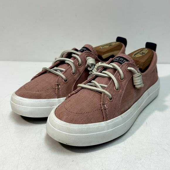 VERY GOOD Sperry Top-Sider Women's Crest Vibe Linen Sneaker Boat Shoe Red Pink 6 - Picture 2 of 10